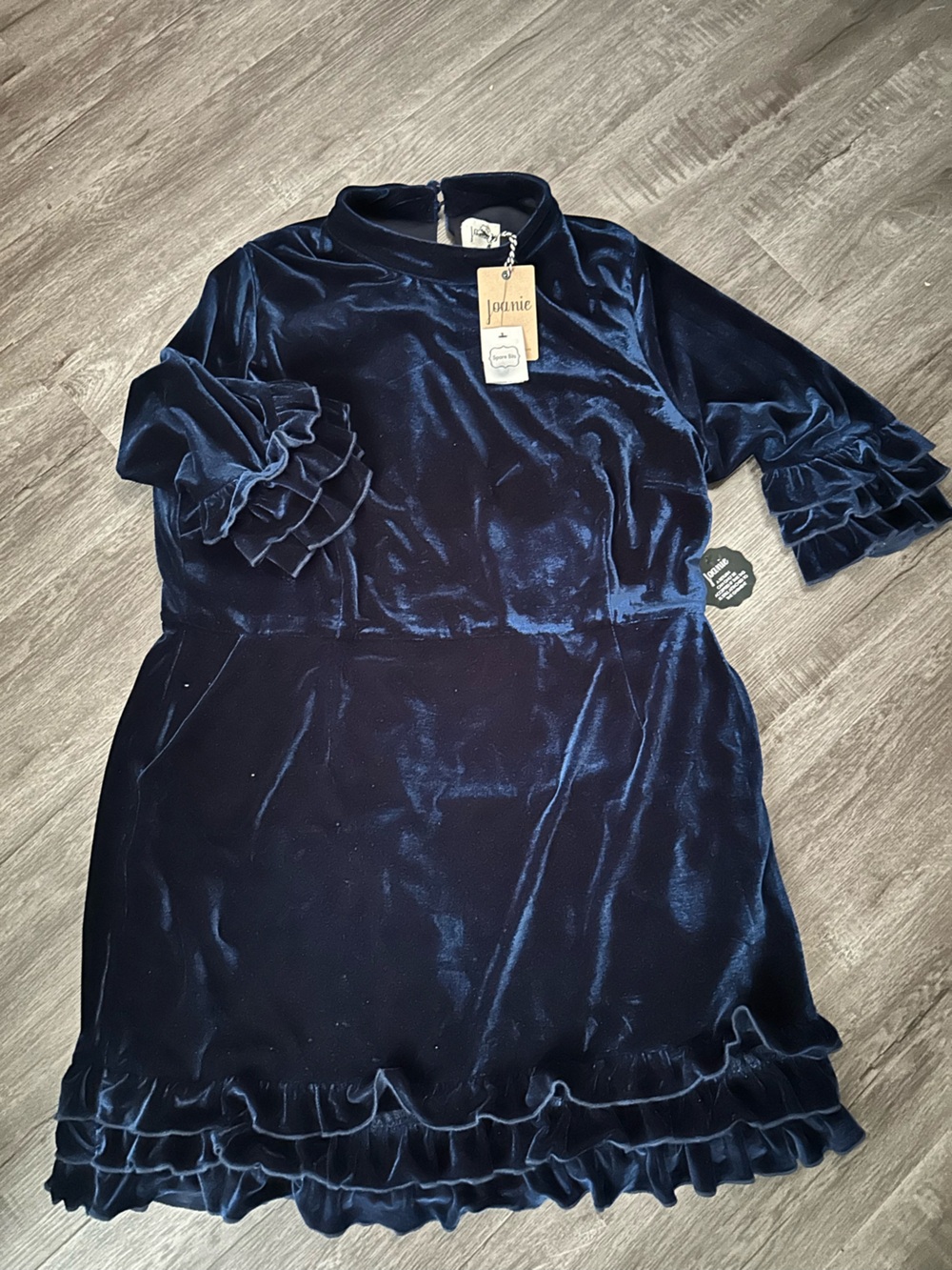 Joanie Navy Velvet Ruffle Dress